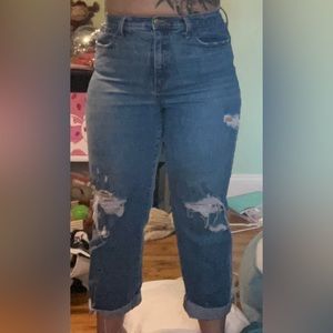 Universal thread high rise denim ripped jeans.